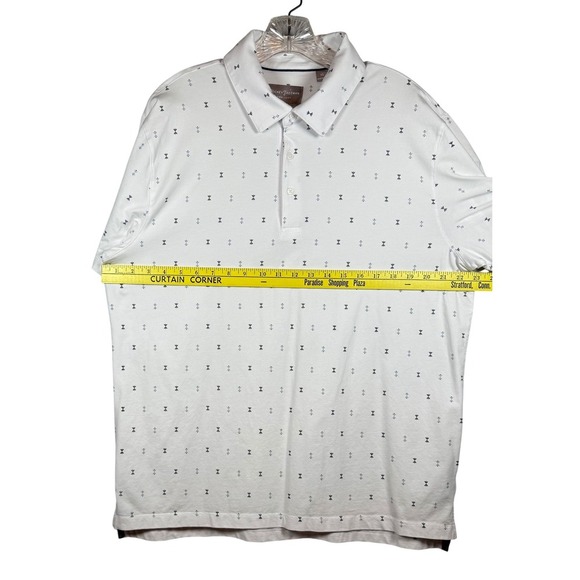 Hickey Freeman New York Golf Polo, White All Over Geometric Pattern, Size XL - Picture 3 of 8